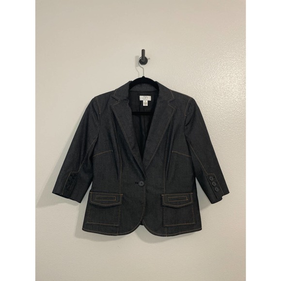 ANN TAYLOR LOFT Denim 3/4 Length Sleeved Blazer Size 10P - Picture 1 of 8